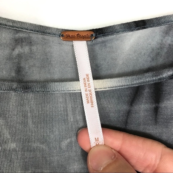 Free People Ashbury Gray Tie Dye Shirt Top Medium - Picture 4 of 6